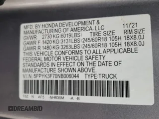2022 Honda Ridgeline RTL-E z VIN 5FPYK3F70NB006044, wystawiony jako Copart lot #78291134 z przebiegiem 46 439 mil mil oraz Czysty tytuł • Clean title. Historia ofert i sprzedaży dostępna na DreamBid. Obrazek 12.