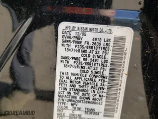 2006 Nissan Murano S with VIN JN8AZ08T36W408043, listed as a Copart auction lot 60480394 with 257,971 mi miles and Clean Title. Bid and sale history available at carsss.com. Image 13.