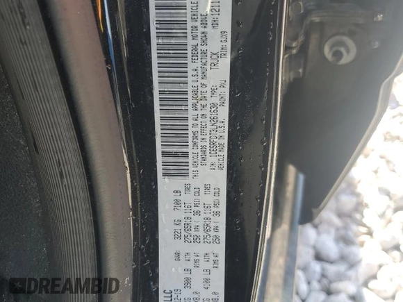 2020 Ram 1500 Laramie with VIN 1C6SRFDT3LN261630, listed as a Copart auction lot 86436234 with 0 mi miles and Clean Title. Bid and sale history available at carsss.com. Image 12.