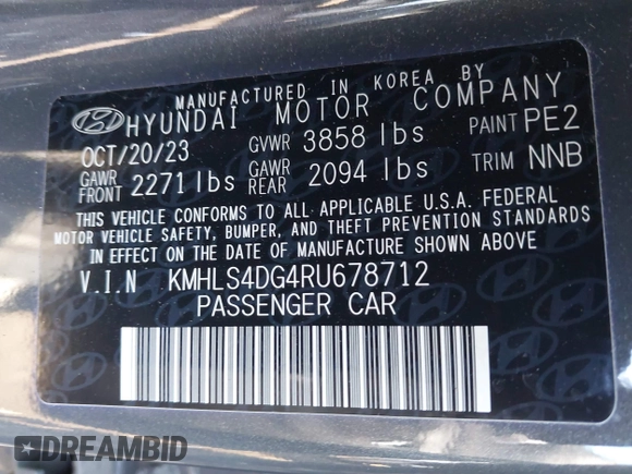 2024 Hyundai Elantra SEL с VIN KMHLS4DG4RU678712, выставлен на аукционе IAAI как лот 41771544 с пробегом 16 211 миль миль и . История ставок и продаж доступна на DreamBid. Изображение 9.