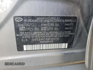 2013 Hyundai Sonata GLS z VIN 5NPEB4AC4DH585156, wystawiony jako Copart lot #58865225 z przebiegiem 142 382 mil mil oraz Szkoda całkowita • Salvage title. Historia ofert i sprzedaży dostępna na DreamBid. Obrazek 12.