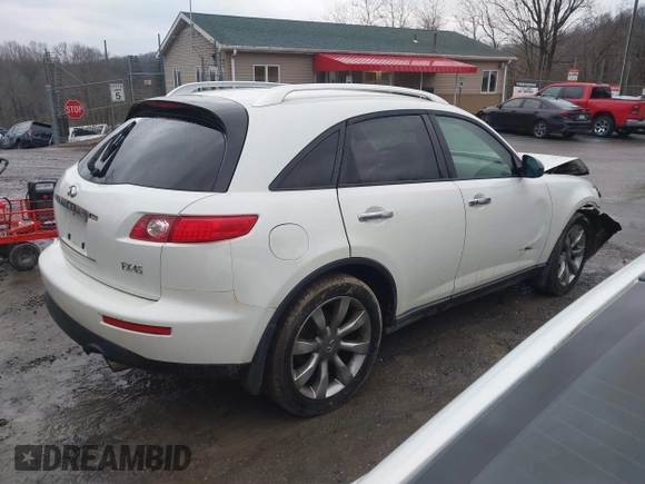 2004 Infiniti FX with VIN JNRBS08W44X402872, listed as a IAAI auction lot 41673657 with 141,060 mi miles and . Bid and sale history available at carsss.com. Image 4.