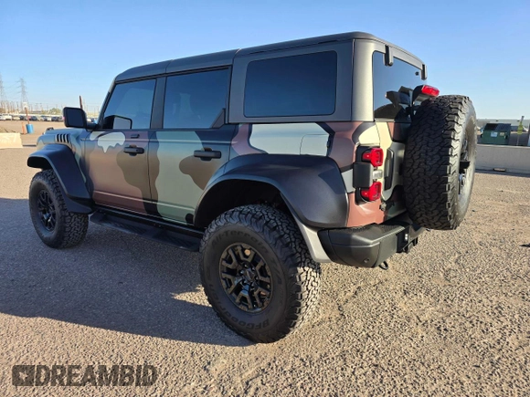 2022 Ford Bronco Raptor with VIN 1FMEE5JR6NLA50100, listed as a Copart auction lot 76635584 with 4,654 mi miles and Salvage Title. Bid and sale history available at carsss.com. Image 3.