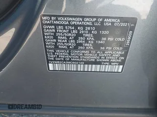 2021 Volkswagen Atlas SE z VIN 1V2WR2CA3MC602149, wystawiony jako IAAI lot #41845288 z przebiegiem 59 941 mil mil oraz . Historia ofert i sprzedaży dostępna na DreamBid. Obrazek 9.
