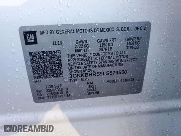 2020 Chevrolet Blazer LT z VIN 3GNKBHRS9LS579550, wystawiony jako Copart lot #82816124 z przebiegiem 112 686 mil mil oraz Szkoda całkowita • Salvage title. Historia ofert i sprzedaży dostępna na DreamBid. Obrazek 13.