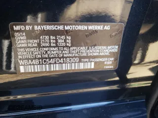 2015 BMW 4 Series 435i with VIN WBA4B1C54FD418309, listed as a Copart auction lot 65259404 with 110,713 mi miles and Salvage Title. Bid and sale history available at carsss.com. Image 12.
