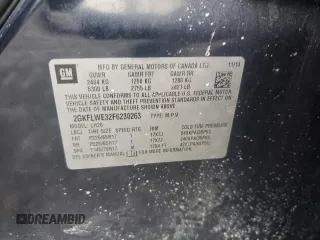2015 GMC Terrain SLE with VIN 2GKFLWE32F6230263, listed as a Copart auction lot 43986075 with Not Provided miles and Salvage Title. Bid and sale history available at DreamBid. Image 13.