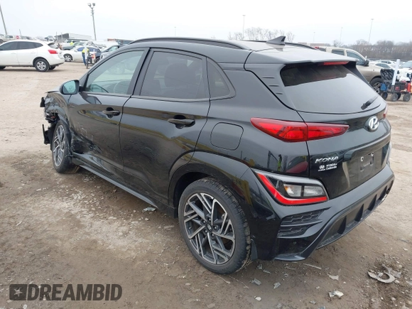 2023 Hyundai Kona N Line with VIN KM8K33A39PU989957, listed as a IAAI auction lot 41505290 with 29,134 mi miles and . Bid and sale history available at DreamBid. Image 3.