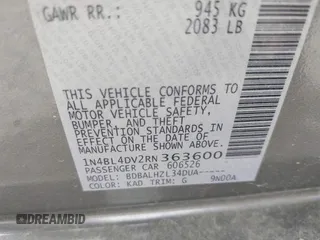 2024 Nissan Altima SV z VIN 1N4BL4DV2RN363600, wystawiony jako IAAI lot #41965390 z przebiegiem 26 499 mil mil oraz . Historia ofert i sprzedaży dostępna na DreamBid. Obrazek 9.