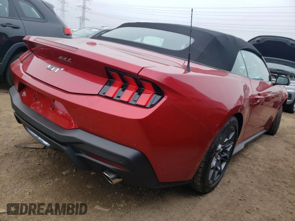 2024 Ford Mustang GT Premium with VIN 1FAGP8FF8R5108165, listed as a Copart auction lot 43248194 with 33 mi miles and Salvage title. Bid and sale history available at DreamBid. Image 3.