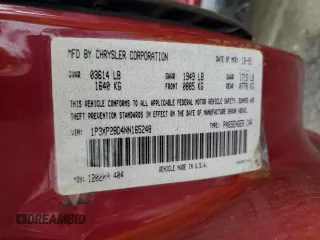 1992 Plymouth Sundance z VIN 1P3XP28D4NN165248, wystawiony jako Copart lot #44205855 z przebiegiem 70 897 mil mil oraz Tytuł czysty. Historia ofert i sprzedaży dostępna na DreamBid. Obrazek 13.