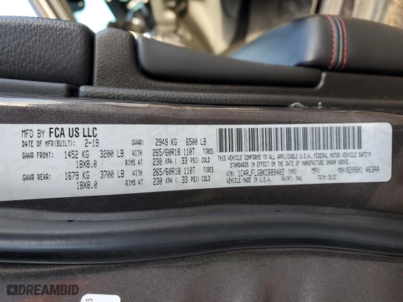 2019 Jeep Grand Cherokee Trailhawk with VIN 1C4RJFLG8KC689402, listed as a Copart auction lot 41438465 with 56,477 mi miles and Salvage Title. Bid and sale history available at carsss.com. Image 14.