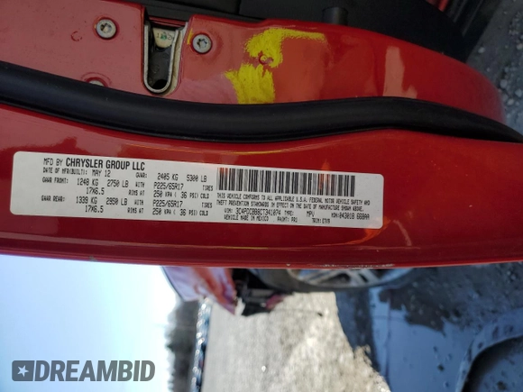 2012 Dodge Journey SXT with VIN 3C4PDCBB8CT341074, listed as a Copart auction lot 49691645 with 172,075 mi miles and Non repairable. Bid and sale history available at DreamBid. Image 14.