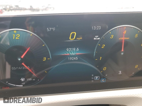 2023 Mercedes-Benz CLA 250 with VIN W1K5J4GB4PN362160, listed as a Copart auction lot 48571955 with 19,245 mi miles and Salvage Title. Bid and sale history available at DreamBid. Image 9.