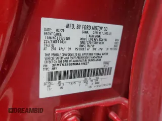 2021 Ford Mustang Mach-E Premium с VIN 3FMTK3SS8MMA19627, выставлен на аукционе Copart как лот 48394425 с пробегом 35 059 миль миль и Списание • Salvage title. История ставок и продаж доступна на DreamBid. Изображение 14.