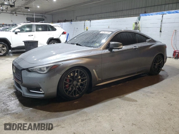 2017 Infiniti Q60 Red Sport 400 with VIN JN1FV7EL0HM701619, listed as a Copart auction lot 82981704 with 58,798 mi miles and Salvage title. Bid and sale history available at DreamBid. Image 1.