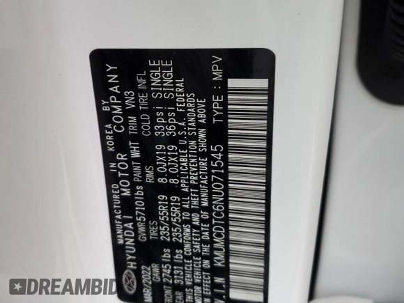 2022 Genesis GV70 Sport z VIN KMUMCDTC6NU071545, wystawiony jako Copart lot #85729654 z przebiegiem Nie podano mil oraz Szkoda całkowita • Salvage title. Historia ofert i sprzedaży dostępna na DreamBid. Obrazek 14.