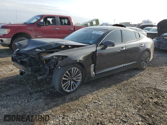 2018 Kia Stinger Premium with VIN KNAE25LA7J6014393, listed as a Copart auction lot 45012435 with 70,021 mi miles and Salvage Title. Bid and sale history available at DreamBid. Image 1.