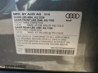 2017 Audi Q3 Premium with VIN WA1ECCFS9HR008042, listed as a Copart auction lot 63979995 with 45,208 mi miles and Clean title. Bid and sale history available at DreamBid. Image 13.