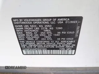 2023 Volkswagen Atlas SE с VIN 1V2WP2CA2PC527423, выставлен на аукционе IAAI как лот 41929349 с пробегом 33 884 миль миль и . История ставок и продаж доступна на DreamBid. Изображение 9.