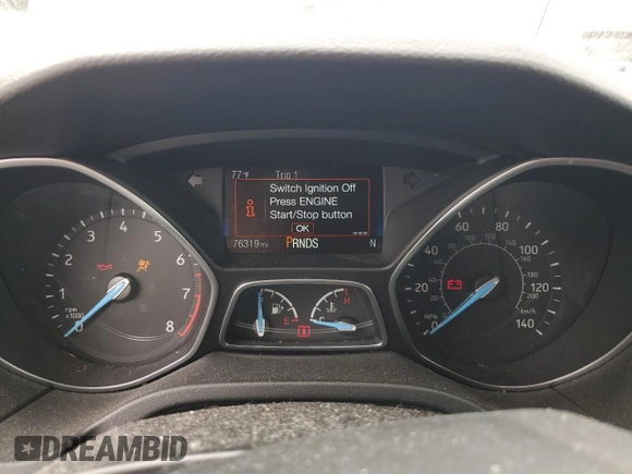 2017 Ford Focus Titanium with VIN 1FADP3N20HL320461, listed as a Copart auction lot 60292955 with 76,319 mi miles and Clean title. Bid and sale history available at DreamBid. Image 9.