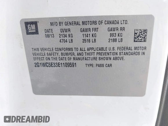 2014 Chevrolet Impala LTZ with VIN 2G1WC5E33E1109591, listed as a IAAI auction lot 42631895 with 178,898 mi miles and . Bid and sale history available at DreamBid. Image 9.