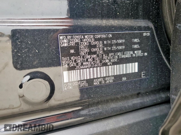 2023 Toyota Venza LE z VIN JTEAAAAH0PJ144787, wystawiony jako Copart lot #53558035 z przebiegiem 19 157 mil mil oraz Szkoda całkowita • Salvage title. Historia ofert i sprzedaży dostępna na DreamBid. Obrazek 14.