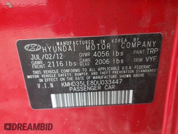2013 Hyundai Elantra GT with VIN KMHD35LE8DU033447, listed as a Copart auction lot 74469134 with 0 mi miles and Salvage Title. Bid and sale history available at carsss.com. Image 13.
