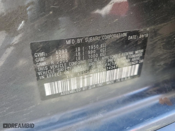 2018 Subaru Impreza Sport with VIN 4S3GKAM69J3614347, listed as a Copart auction lot 69413104 with 0 mi miles and Salvage Title. Bid and sale history available at carsss.com. Image 12.
