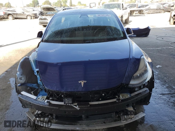 2020 Tesla Model 3 Standard Range Plus with VIN 5YJ3E1EA7LF705907, listed as a Copart auction lot 48765145 with 104,479 mi miles and Salvage Title. Bid and sale history available at DreamBid. Image 5.