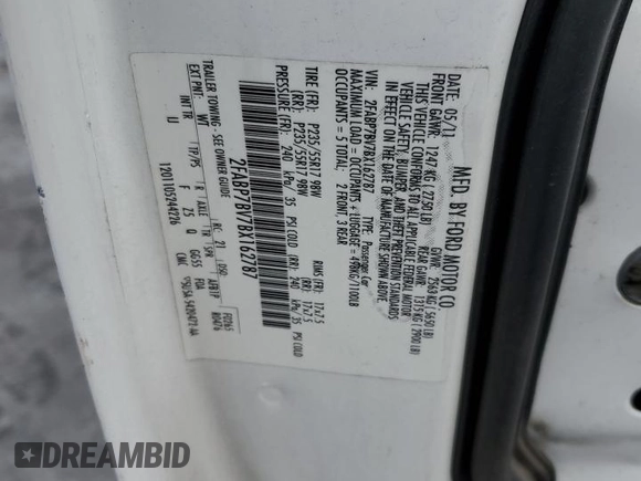 2011 Ford Police Interceptor z VIN 2FABP7BV7BX162787, wystawiony jako Copart lot #59186925 z przebiegiem 165 969 mil mil oraz Szkoda całkowita • Salvage title. Historia ofert i sprzedaży dostępna na DreamBid. Obrazek 12.