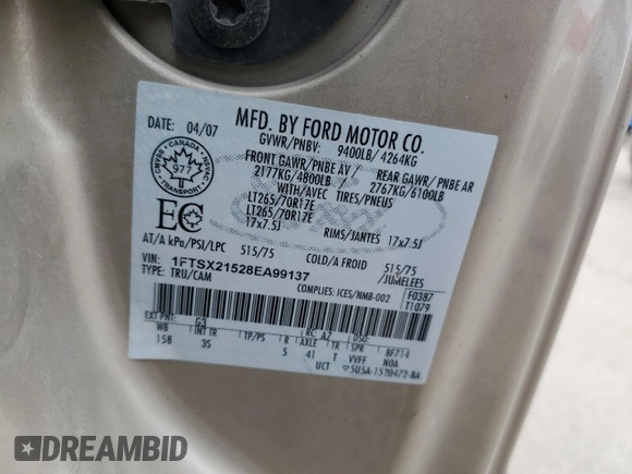 2008 Ford Super Duty F-250 SRW XL with VIN 1FTSX21528EA99137, listed as a Copart auction lot 49415425 with 241,634 mi miles and Salvage Title. Bid and sale history available at carsss.com. Image 12.