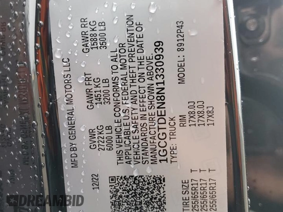 2022 Chevrolet Colorado 4WD Z71 z VIN 1GCGTDEN8N1330939, wystawiony jako Copart lot #47436595 z przebiegiem 26 579 mil mil oraz Szkoda całkowita • Salvage title. Historia ofert i sprzedaży dostępna na DreamBid. Obrazek 12.