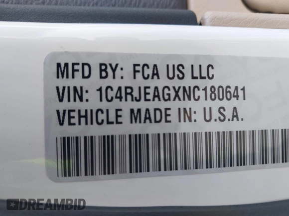 2022 Jeep Grand Cherokee Laredo X with VIN 1C4RJEAGXNC180641, listed as a IAAI auction lot 42074598 with 54,981 mi miles and . Bid and sale history available at DreamBid. Image 9.