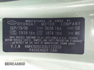 2009 Hyundai Accent Auto SE with VIN KMHCN36C69U113339, listed as a IAAI auction lot 41921277 with 228,213 mi miles. Bid and sale history available at carsss.com. Image 9.