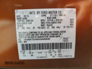 2017 Ford Explorer XLT with VIN 1FM5K7DH9HGA60625, listed as a Copart auction lot 46456765 with 91,824 mi miles and Salvage Title. Bid and sale history available at carsss.com. Image 14.
