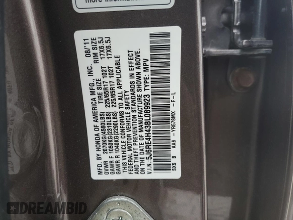 2011 Honda CR-V SE with VIN 5J6RE4H43BL089923, listed as a Copart auction lot 47277565 with 97,134 mi miles and Salvage Title. Bid and sale history available at carsss.com. Image 15.