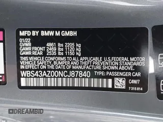 2022 BMW M4 Competition xDrive with VIN WBS43AZ00NCJ87840, listed as a IAAI auction lot 41727075 with 14,530 mi miles. Bid and sale history available at carsss.com. Image 9.