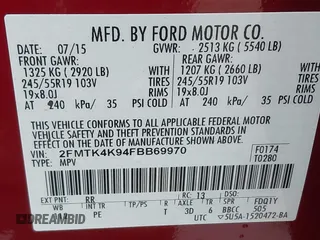 2015 Ford Edge Titanium z VIN 2FMTK4K94FBB69970, wystawiony jako IAAI lot #41982057 z przebiegiem 97 422 mil mil oraz . Historia ofert i sprzedaży dostępna na DreamBid. Obrazek 9.