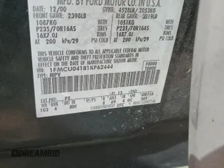 2001 Ford Escape XLT with VIN 1FMCU04181KF62444, listed as a Copart auction lot 55272615 with 265,129 mi miles and Salvage title. Bid and sale history available at DreamBid. Image 13.