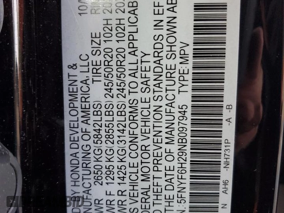2022 Honda Pilot Special Edition z VIN 5FNYF6H29NB097945, wystawiony jako Copart lot #84710024 z przebiegiem 19 281 mil mil oraz Szkoda całkowita • Salvage title. Historia ofert i sprzedaży dostępna na DreamBid. Obrazek 14.