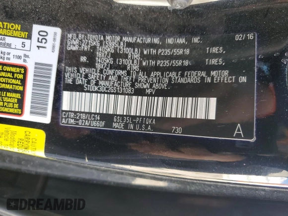 2016 Toyota Sienna Ltd with VIN 5TDDK3DC2GS131083, listed as a Copart auction lot 49472815 with 70,767 mi miles and Salvage Title. Bid and sale history available at carsss.com. Image 15.
