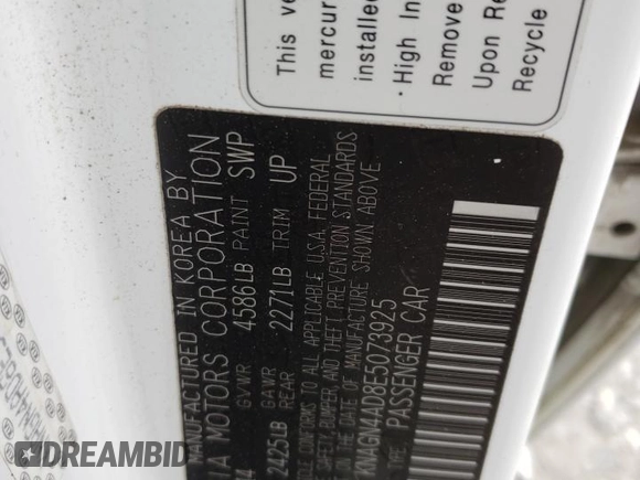 2014 Kia Optima Hybrid EX with VIN KNAGN4AD8E5073925, listed as a Copart auction lot 70469084 with 97,290 mi miles and Salvage Title. Bid and sale history available at carsss.com. Image 13.