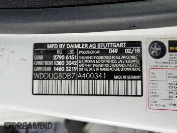 2018 Mercedes-Benz S 560 with VIN WDDUG8DB7JA400341, listed as a Copart auction lot 44409025 with 81,280 mi miles and Clean Title. Bid and sale history available at carsss.com. Image 13.