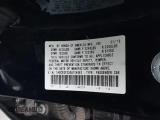 2016 Honda Accord Sedan LX with VIN 1HGCR2F35GA104683, listed as a IAAI auction lot 42046955 with 197,261 mi miles. Bid and sale history available at carsss.com. Image 9.