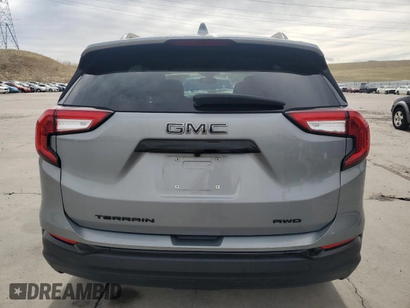 2023 GMC Terrain SLE with VIN 3GKALTEG9PL197285, listed as a Copart auction lot 50163245 with 57,627 mi miles and Salvage title. Bid and sale history available at DreamBid. Image 6.