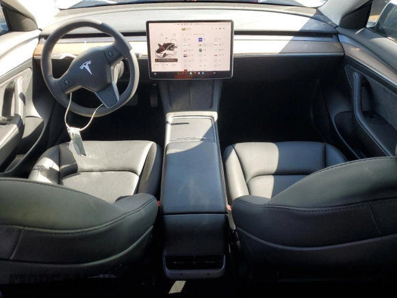 2023 Tesla Model 3 with VIN 5YJ3E1EA9PF558527, listed as a Copart auction lot 48754535 with 21,801 mi miles and Salvage Title. Bid and sale history available at DreamBid. Image 8.