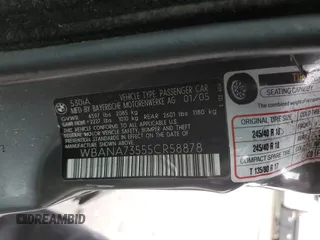 2005 BMW 5 Series 530i z VIN WBANA73555CR58878, wystawiony jako Copart lot #51302875 z przebiegiem 172 745 mil mil oraz Szkoda całkowita • Salvage title. Historia ofert i sprzedaży dostępna na DreamBid. Obrazek 14.