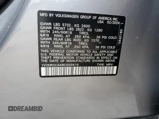 2024 Volkswagen Atlas SE с VIN 1V2DR2CAXRC555619, выставлен на аукционе Copart как лот 75097554 с пробегом Не указан миль и Списание • Salvage title. История ставок и продаж доступна на DreamBid. Изображение 14.