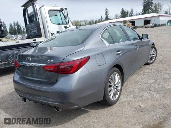 2021 Infiniti Q50 Luxe with VIN JN1EV7BR9MM755760, listed as a IAAI auction lot 41999322 with 60,978 mi miles and . Bid and sale history available at carsss.com. Image 4.